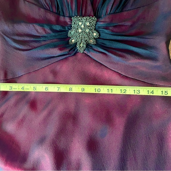 Jones New York Red Black Silk Embellished Sleeveless Midi Dress - Picture 7 of 8